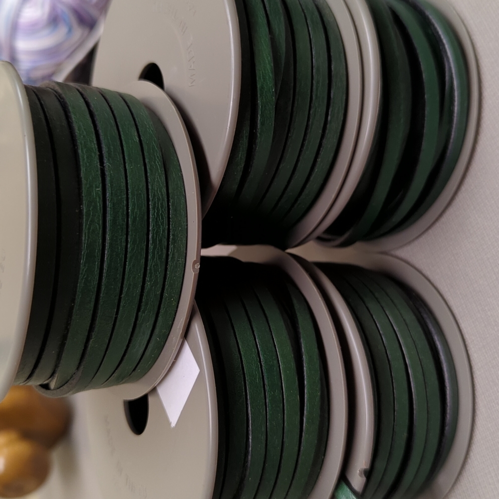 5 rolls of green leather chording  05x02 MM each 10 MTR long.